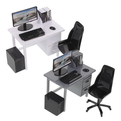 TOBBOMEY 2 Sätze Puppenhaus Dekoration Mini Schreibtisch Stuhl Computer Modell Tastatur Maus für Kreatives Rollenspiel TOBBOMEY 2 Sätze Puppenhaus Dekoration Mini Schreibtisch Stuhl Computer Modell Tastatur Maus für Kreatives Rollenspiel von TOBBOMEY