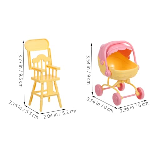 TOBBOMEY 2 Sätze Realistischer Buggy und Hochstuhl aus Kompaktes für Detailreiche Dollhouse Layouts und Interaktives Junge Mädchen von TOBBOMEY
