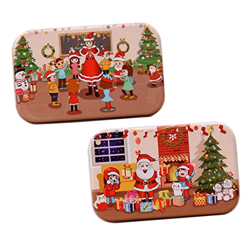 TOBBOMEY 2 Sätze Weihnachts Holzpuzzle Lernspielzeug Weihnachtsmotiv Jigsaw Holzspielzeug Fördert Kreativität und Kognitive Fähigkeiten von TOBBOMEY