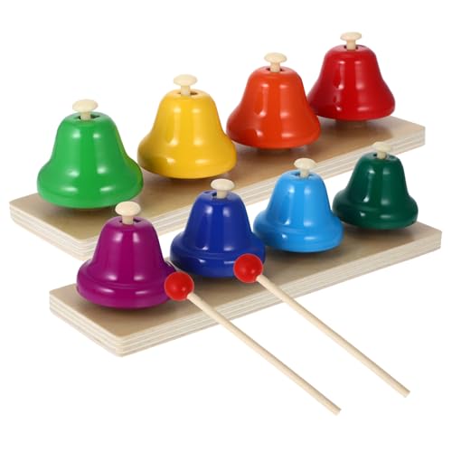 TOBBOMEY 2 Set Musikglocke B Musikalische Musikglocken Musik Schlaginstrument Lustige Partyglocken Holzsockel von TOBBOMEY