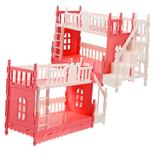 TOBBOMEY 2sätze Mini Puppenhaus Doppelstockbett Teiliges Zubehör Für Puppenhäuser Dekorative Miniaturmöbel Für Geeignet Für Kreative Spielwelten Und Wohnaccessoires von TOBBOMEY