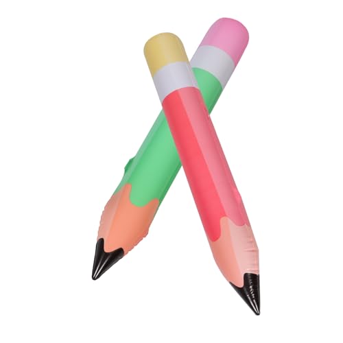 TOBBOMEY 2 Stück Aufblasbarer PVC Bleistift Grün Rot Riesen Bleistift Dekoration für Schulparty Leichtes Reißfestes Perfektes für Schüler und Klassenzimmerdeko von TOBBOMEY
