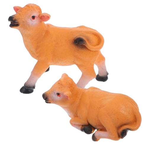 TOBBOMEY 2 Stück Bonsai Zubehör, Miniatur Nutztiere, Kuh Cupcake Topper, Miniatur Tierfiguren, Kuh, Stofftier, Plüsch, Mini Harzkühe, Miniatur Kuhfiguren, Nutztierfiguren von TOBBOMEY
