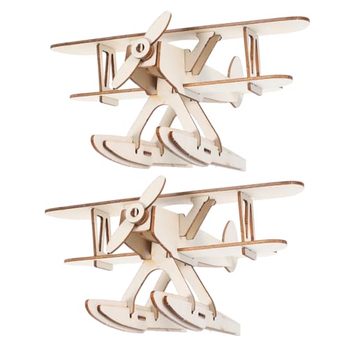 TOBBOMEY 2 Stück DIY Holzflugzeug Modell Set Teilig aus Holz Bemalbares Flugzeug für Tragbares Bastelset Kreativität Logischem Denken und Handwerklichen Fähigkeiten Leicht und von TOBBOMEY