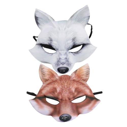 TOBBOMEY 2 Stück EVA Halloween Fuchsmaske Halbgesichts-tiermaske mit Realistischen Details Leichtes Cosplay-accessoire für Maskerade und Themenpartys in Braun und Weiß TOBBOMEY 2 Stück EVA Halloween Fuchsmaske Halbgesichts-tiermaske mit Realistischen Details Leichtes Cosplay-accessoire für Maskerade und Themenpartys in Braun und Weiß von TOBBOMEY