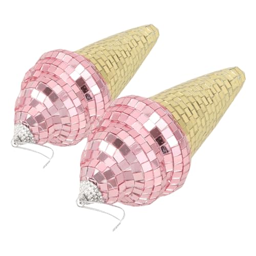 TOBBOMEY 2 Stück Eiscreme Ornamente, Disco Party Dekorationen, Discokugel In Eiscreme Form, Disco Raumdekor, Hängende Discokugeln, Outdoor Diskokugel, Disco Eiscreme Hängedekor von TOBBOMEY