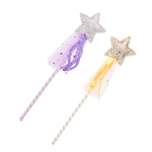 TOBBOMEY 2 Stück Glitzernde Stern Leuchtende Feenstäbe für Halloween Cosplay Party und Rollenspiele Starre Form Buntes Feenstab für Familien von TOBBOMEY