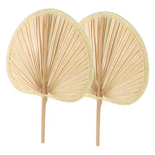 TOBBOMEY 2 Stück Handgemachter Fächer aus Bananenblatt und Sommerlicher Handventilator für Hochzeiten und Outdoor Aktivitäten als Deko Abkühlung von TOBBOMEY