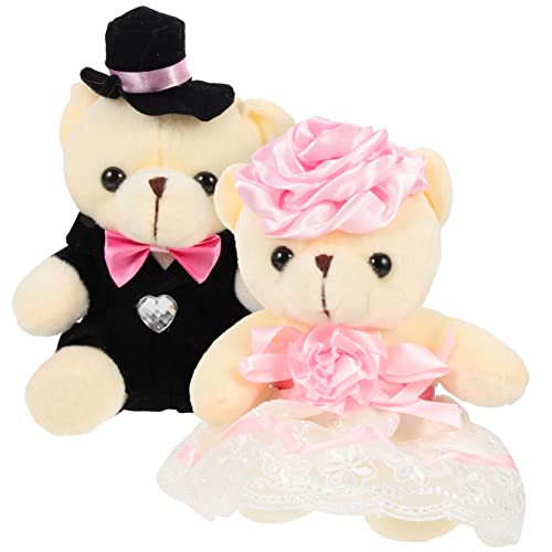 TOBBOMEY 2 Stück Hochzeitsbärenpuppe Desktop Hochzeitsfeier Bärenpuppe Kinderbärenspielzeug Kinderbärenspielzeug Exquisite Bärenpuppe Spitzenbärenpuppe Entzückendes Bärenspielzeug Bär von TOBBOMEY