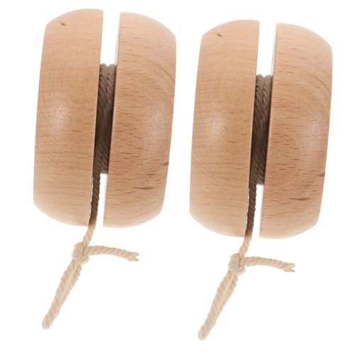 TOBBOMEY 2 Stück Holz Yoyo Ball für Handgefertigtes Reaktionsschnelles Kompakt und Leicht Bunte Designs für Kindergeburtstag Partygeschenke und Outdoor spielspaß von TOBBOMEY