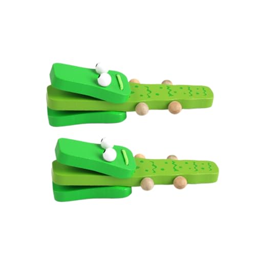 TOBBOMEY 2 Stück Holzklappern mit Langem Griff Musikalisches Babyspielzeug Langlebige Holz Castanets Rhythmisches Lernspielzeug für Kleinkinder Musiktalent und von TOBBOMEY