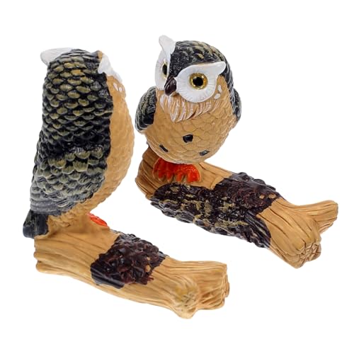TOBBOMEY 2 Stück Mini Eulenfigur Realistische Katzenkopf Eulen Modellspielzeug für Gartendekoration Lernspielzeug Detailgetreu Langlebig und Niedlich von TOBBOMEY