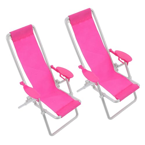 TOBBOMEY 2 Stück Mini Strandliegestuhl Puppenhaus Zubehör Teilig Robustes Abs mit Strapazierfähiger Kinderspielstuhl als Foto Deko und Mini Haus Requisite Geeignet für Jungen und Mädchen von TOBBOMEY
