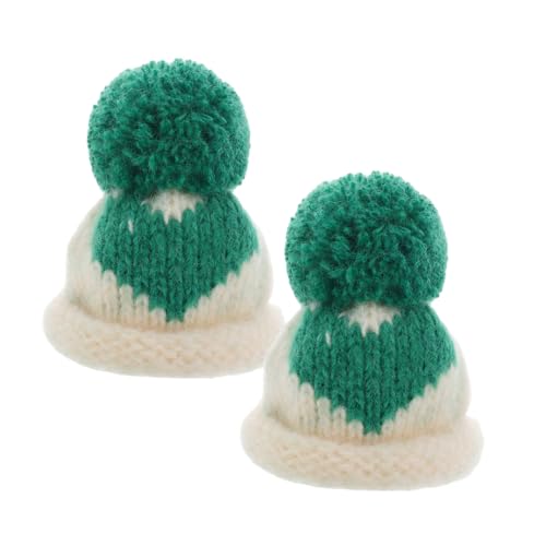 TOBBOMEY 2 Stück Mini Strickmützen Kleine Wollmützen für Party Deko Weinflaschen Basteln DIY Handwerk Kuscheltiere Weihnachtsdeko Kleine Beanies für Puppen und Bären von TOBBOMEY