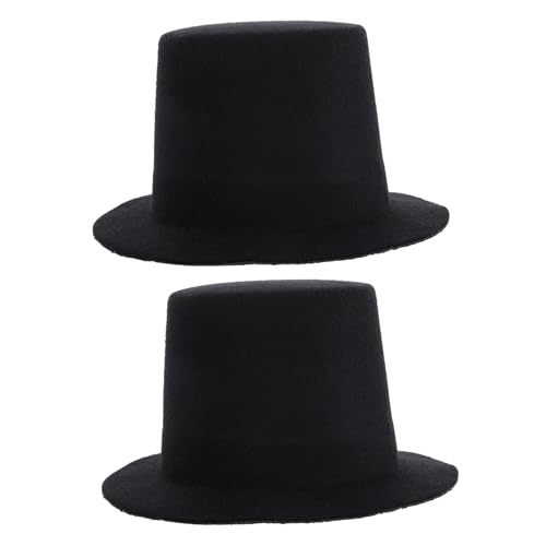 TOBBOMEY 2 Stück Mini Top Hats Schwarz DIY Puppenzubehör für Bastelprojekte Langlebige Filzhüte für Puppen Handgemachte Accessoires und Partydekorationen von TOBBOMEY