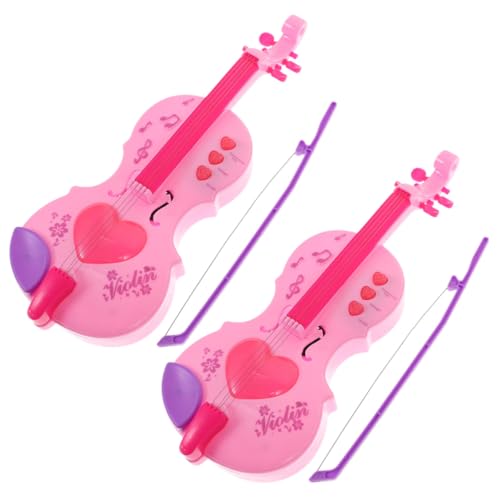 TOBBOMEY 2 Stück Mini Violine Teilig Kunststoff Musikinstrument Lernspielzeug für Anfänger Mädchen Musikalisches Kreativ und Sicher Zufällige Farbe Zufällige Farbe von TOBBOMEY