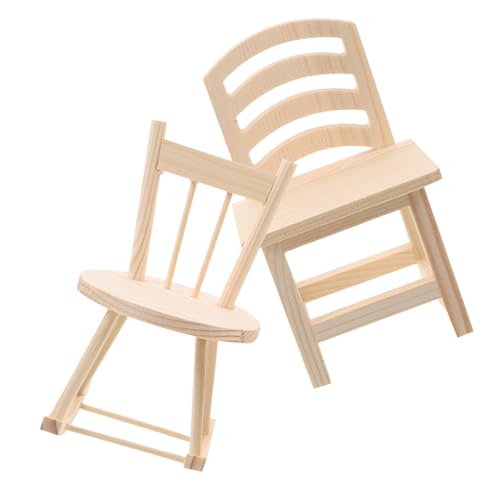 TOBBOMEY 2 Stück Miniatur Holz Schaukelstuhl und Mini Stuhl DIY für Puppenhaus Dekoration Natürlicher Holzstuhl zum Bemalen Kreative Holzspielzeug Möbel für Jungen und Mädchen TOBBOMEY 2 Stück Miniatur Holz Schaukelstuhl und Mini Stuhl DIY für Puppenhaus Dekoration Natürlicher Holzstuhl zum Bemalen Kreative Holzspielzeug Möbel für Jungen und Mädchen von TOBBOMEY