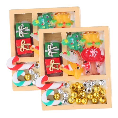 TOBBOMEY 2 Stück Miniatur Weihnachtszuckerwaren für Puppenhaus Bunte Mini Candy Ornamente Festliche Dekoration für Kinderbasteln und Puppenhaus Zubehör von TOBBOMEY