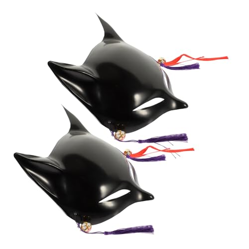 TOBBOMEY 2 Stück Schwarze DIY Fuchs PVC Masken zum Bemalen Blanko Masquerade Kostüm Zubehör für Halloween Karneval Party Kindergeburtstag Kreative Verkleidung von TOBBOMEY
