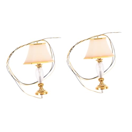 TOBBOMEY 2 Stück Simulierte Sechseckige Tischlampe, Elegante Lampe, Miniaturmöbelmodell, Dekoratives Minilicht, Miniatur Nachttischlampe, Mini Hauslichtmodell, Miniaturlampenmodell, von TOBBOMEY