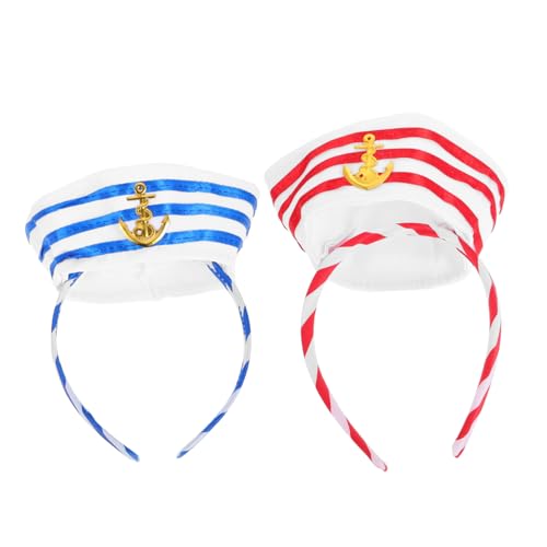 TOBBOMEY 2 Stück Stirnband Kapitänsmütze Haarreifen Cosplay Versorgung Zarte Matrosenmütze Haarbänder Halloween Party Zubehör Party Cosplay Kopfbedeckungen Matrosenmütze Haarreifen von TOBBOMEY