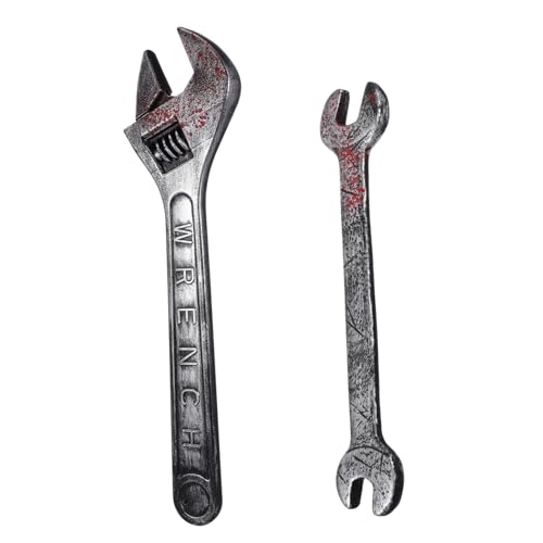 TOBBOMEY 2 Stück Teiliges Halloween Deko Kunststoff Fake Schraubenschlüssel Tricky Toy Gruselige Party Requisite für Geisterhaus und Scherzveranstaltungen von TOBBOMEY