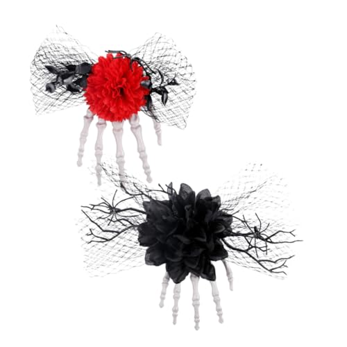 TOBBOMEY 2 Stück Teiliges Halloween Haarklammer mit Skelett Hand Rosenblüte und Schleife Gothisches Haaraccessoire für Frauen Leichter Mesh Seitenclip Sicherer Halt für Party und Cosplay TOBBOMEY 2 Stück Teiliges Halloween Haarklammer mit Skelett Hand Rosenblüte und Schleife Gothisches Haaraccessoire für Frauen Leichter Mesh Seitenclip Sicherer Halt für Party und Cosplay von TOBBOMEY