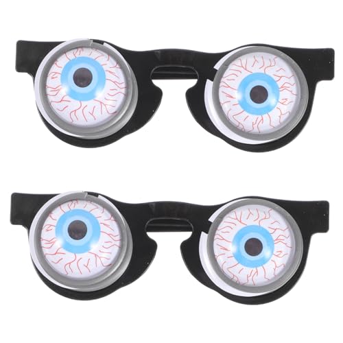 TOBBOMEY 2 Stück Teiliges Wackelnde Augäpfel Brille Lustige Gruselbrille Kunststoff Fake Augen Party Brille für Halloween Cosplay Streich Requisit von TOBBOMEY