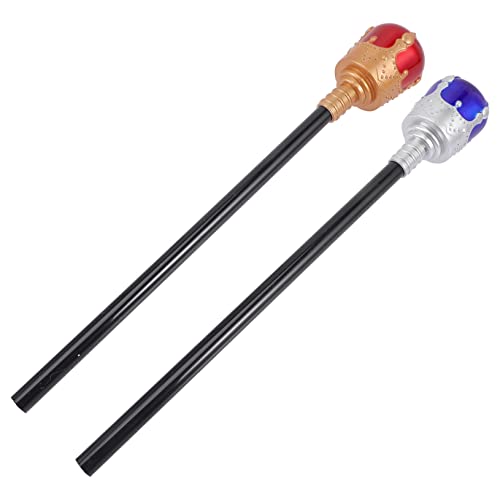 TOBBOMEY 2 Stück Teiliges für Kostümpartys Königszepter Gold Rot und Silber Blau Rollenspiel Zubehör für Halloween Karneval und Cosplay von TOBBOMEY