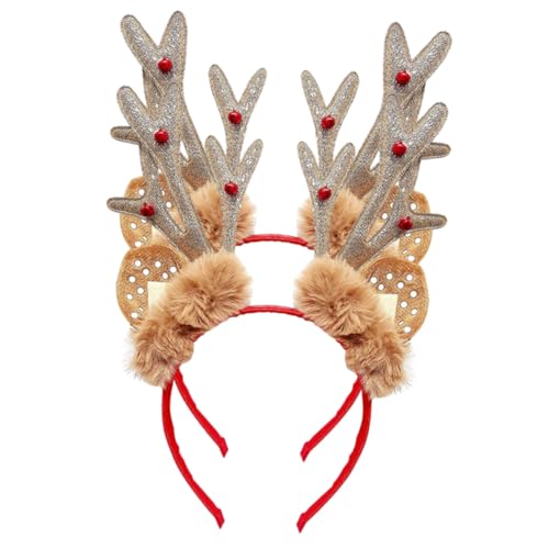 TOBBOMEY 2 Stück Weihnachtlicher Rentier Geweih Haarreif Rutschfester Haar Accessoire Festlicher Party Deko als Foto Requisite für Weihnachtsfeier und Kostümspaß von TOBBOMEY