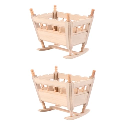 TOBBOMEY 2 Stück Wiegenbett Modell, Wiegenbett Dekoration, Mini Wiege, Holzmöbel Modell, Wiegenmodell, Miniatur Holzmöbel, Mini Möbel, Wiegenspielzeug Für Kinder, Mini Hausmöbel TOBBOMEY 2 Stück Wiegenbett Modell, Wiegenbett Dekoration, Mini Wiege, Holzmöbel Modell, Wiegenmodell, Miniatur Holzmöbel, Mini Möbel, Wiegenspielzeug Für Kinder, Mini Hausmöbel von TOBBOMEY