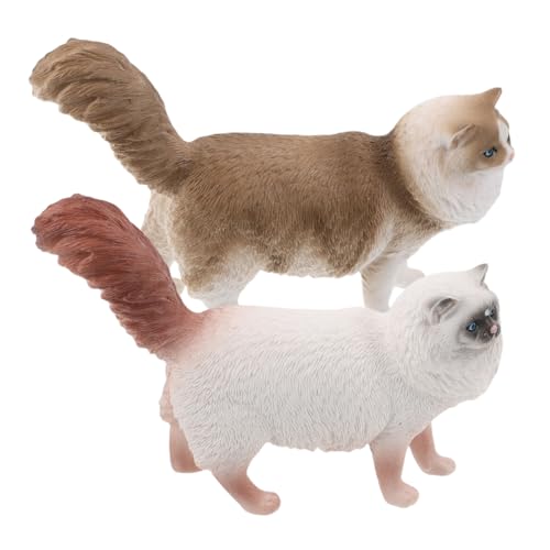 TOBBOMEY 2 Stücke Realistische Katzenfiguren Miniatur Kunststoff Katzenmodelle Sammelfiguren für Weihnachtsdeko Desktop Büro Dekoration von TOBBOMEY