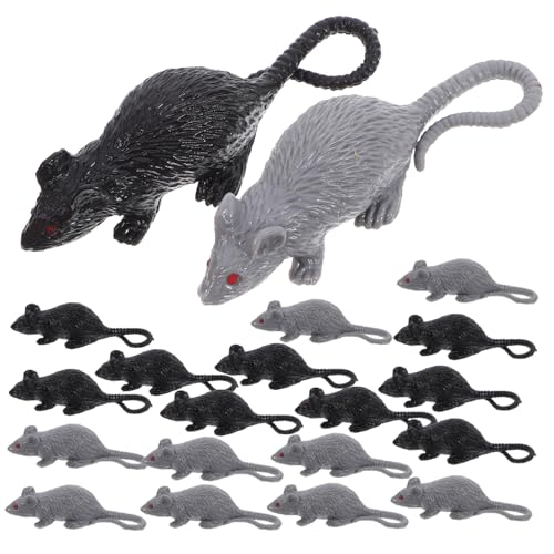 TOBBOMEY 20 Stück Simulation Modell Ratte Halloween Ratte Puppe Realistische Mäuse Gefälschte Ratten Plastikratten Plastikratten Spielzeug Rattenfigur Streich Miniatur Ratte Halloween von TOBBOMEY