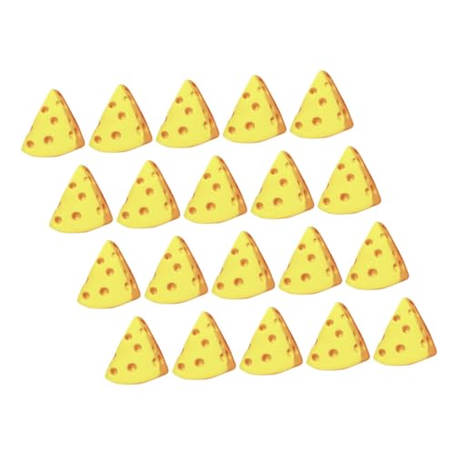 TOBBOMEY 20 Stück Teiliges Mini Käse Modell Realistische Dreieck Käse Figurinen Detailreiche Miniatur Lebensmittel Zubehör für Küche und Basteln von TOBBOMEY