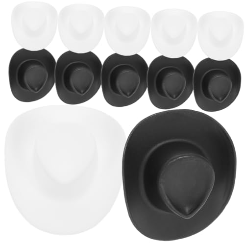 TOBBOMEY 20 Stück Teiliges Miniatur Cowboy Hüte Kleine Puppenhüte in Schwarz und Weiß Leichte Dekorative Mini Hüte für DIY Kuchen Puppenhaus und Bastelprojekte Langlebig und Vielseitig von TOBBOMEY