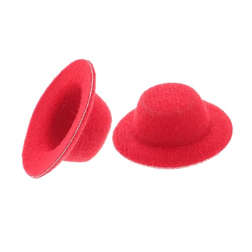 TOBBOMEY 20 Stück Teiliges Miniatur Hüte aus Stoff Kleine Rote Jazzhüte als Puppen Accessoires Vielseitig für Basteln Dekoration Fotos und Puppenkostüme Geeignet von TOBBOMEY