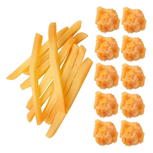 TOBBOMEY 20 Stück Teiliges Realistische Falsche Pommes und Chicken Popcorn für Kinderküche Materialien Lebensechte Simulation für Dekoration und Fotorequisiten von TOBBOMEY