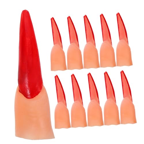 TOBBOMEY 20 Stück Teiliges Realistische Kunststoff Hexenfinger mit Roten Nägeln Gruselige Fake Finger für Halloween Kostüm Party Cosplay Zubehör für Rollenspiel und Festliche Stimmung TOBBOMEY 20 Stück Teiliges Realistische Kunststoff Hexenfinger mit Roten Nägeln Gruselige Fake Finger für Halloween Kostüm Party Cosplay Zubehör für Rollenspiel und Festliche Stimmung von TOBBOMEY