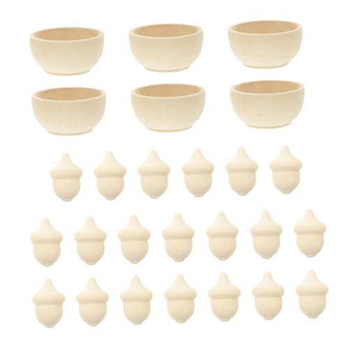 TOBBOMEY 20Stücke Teiliges Set aus Holz Eicheln für Sortierspielzeug mit Schalen Unbehandeltes Holz Sicher und Langlebig für Kreative Bastelprojekte von TOBBOMEY