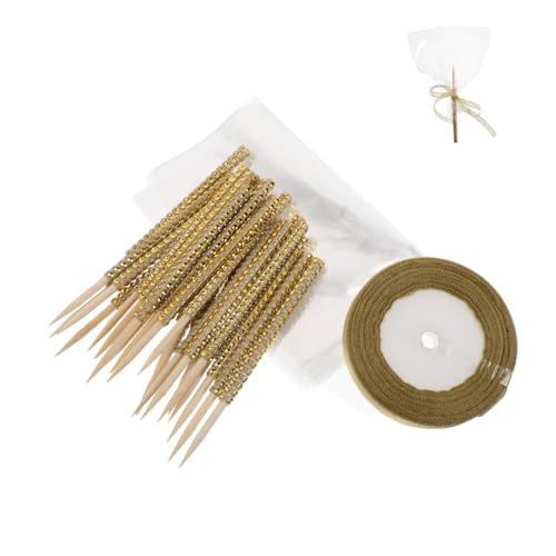 TOBBOMEY 24 Stück Glitzer Candy Apfel, Riesige Zuckerstangen, Cake Pop Sticks, Candy Apfel Sticks, Cake Pop Sticks, Candy Apfel Stick Kit, Candy Apfel Kit, Lolipop Sticks von TOBBOMEY