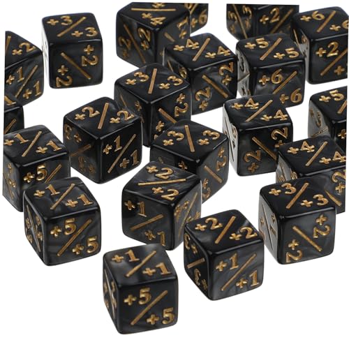 TOBBOMEY 24 Stück Teiliges Acryl Würfel Zähler mit Plus und Minuszeichen Langlebige Perlmutt Oberfläche Vielseitiges Kartenspiel und Tischspiel Zubehör für Familienfeiern und Lernspiele von TOBBOMEY