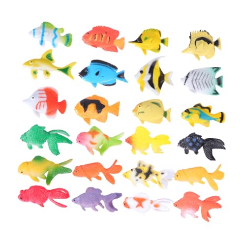 TOBBOMEY 24 Stück Teiliges Fischmodell Spielzeugset mit Tropischen Fischen und Goldfischen Realistische Figuren für Vorschulkinder Pädagogisches Meereslebewesen Lernspielzeug von TOBBOMEY