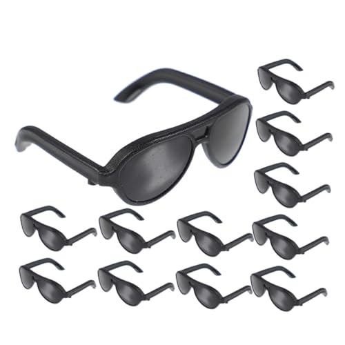 TOBBOMEY 24 Stück Teiliges Mini Sonnenbrillen Puppenzubehör Strapazierfähige Puppenbrillen Leicht und Praktisch Geeignet für Puppenhaus Rollenspiele und Kinderpuppen Schwarzes Design von TOBBOMEY