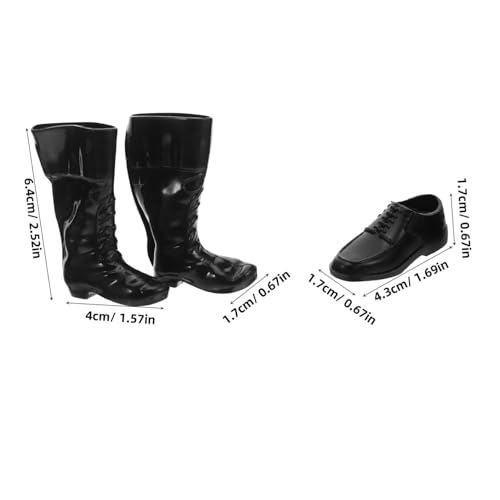 TOBBOMEY 25 Paare Puppenverkleidungsschuhe kleines Hauszubehör Männer Puppenschuhe Zubehör für Babypuppen Mini-Schuhverzierung Puppe dekorative Schuhe simulierte Minischuhe Plastik Schwarz von TOBBOMEY