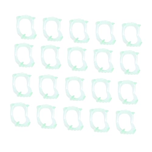 TOBBOMEY 25 Stück Teiliges Fluoreszierendes Vampirzähne Halloween Cosplay Requisiten Leuchtendes Sicheres Kunststoffgebiss für Halloween Party Zubehör Mehrfach Verwendbar von TOBBOMEY