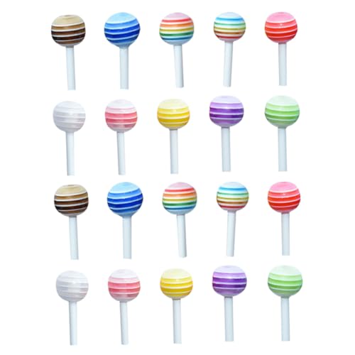 TOBBOMEY 25 Stück Teiliges Mini Lutscher Farbenfrohe Deko Realistische Miniatur Lollipop Modelle Kindgerechte Accessoires für Puppenhaus und DIY Projekte Zufällige Farben Zufällige Farbe von TOBBOMEY