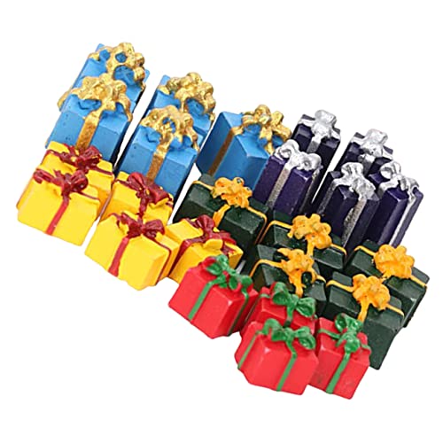 TOBBOMEY 25stücke Mini Weihnachtsboxen Aus Harz Verschleißfest Dekorative Mini-Haus-deko Für Weihnachten Und Puppenhäuser Maßstab Farbe Zufällig von TOBBOMEY
