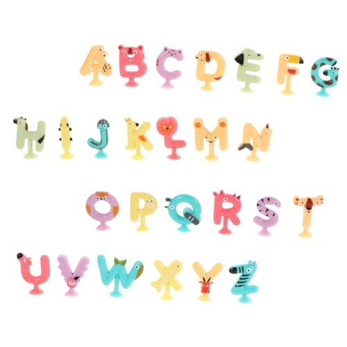 TOBBOMEY 26 Stück Teiliges Alphabet Tier Saugnapf Pädagogisches Lernspielzeug für Frei Leicht zu Reinigen mit Glatten Kanten für Sicheres Badespiel und Frühe Buchstabenerkennung von TOBBOMEY