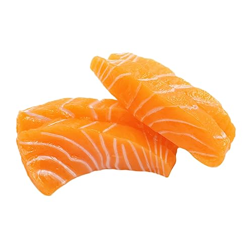 TOBBOMEY 2 Stücke Künstliches Lachsscheibenmodell Realistische Sashimi Deko für Lebensmittelfotografie Küchenzubehör Spielzeug für Kinder von TOBBOMEY