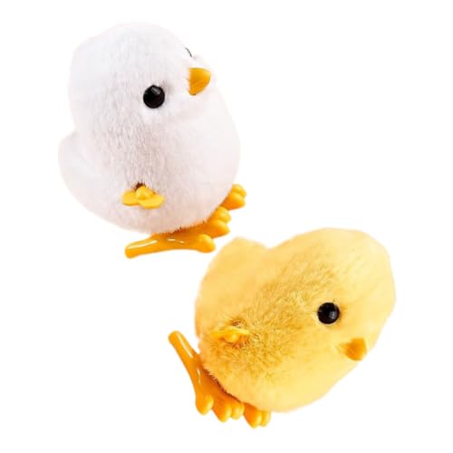 TOBBOMEY 2Stücke Wind Up Küken Aufziehbare Tierspielzeuge für Springendes Plüschtier Kleines Huhn Weißes Küken Langlebiges Niedliches für Kleinkinder von TOBBOMEY